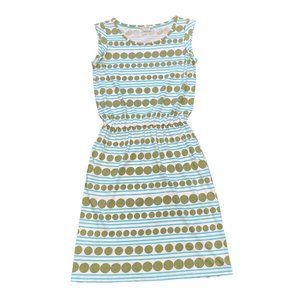 Boden US Sz 2R Blackberry Stripe Blue Green Polka Dot Sleeveless Dress UK 6R